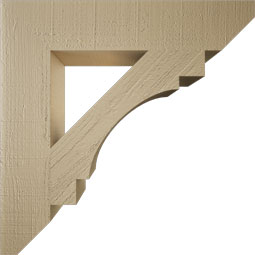 Ekena Millwork - BKTUR055X28X28MRC06RCPR - Timberthane Faux Wood Merced Style Bracket, Slat Ends, 5 1/2"W x 28"D x 28"H, Primed Tan