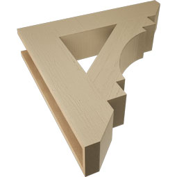 Ekena Millwork - BKTUR055X28X28MRC06RCPR - Timberthane Faux Wood Merced Style Bracket, Slat Ends, 5 1/2"W x 28"D x 28"H, Primed Tan