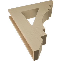 Ekena Millwork - BKTUR055X28X32MRC06RCPR - Timberthane Faux Wood Merced Style Bracket, Slat Ends, 5 1/2"W x 28"D x 32"H, Primed Tan