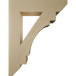 Ekena Millwork - BKTUR055X28X36MRC06RCPR - Timberthane Faux Wood Merced Style Bracket, Slat Ends, 5 1/2"W x 28"D x 36"H, Primed Tan