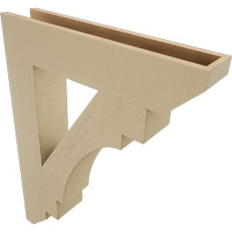 Ekena Millwork - BKTUR055X28X36MRC06RCPR - Timberthane Faux Wood Merced Style Bracket, Slat Ends, 5 1/2"W x 28"D x 36"H, Primed Tan