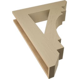 Ekena Millwork - BKTUR055X28X36MRC06RCPR - Timberthane Faux Wood Merced Style Bracket, Slat Ends, 5 1/2"W x 28"D x 36"H, Primed Tan
