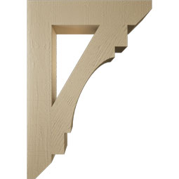 Ekena Millwork - BKTUR055X28X40MRC06RCPR - Timberthane Faux Wood Merced Style Bracket, Slat Ends, 5 1/2"W x 28"D x 40"H, Primed Tan