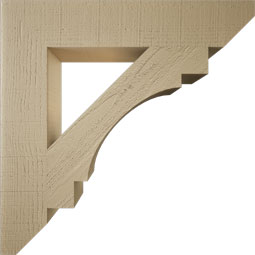 Ekena Millwork - BKTUR055X30X30MRC06RCPR - Timberthane Faux Wood Merced Style Bracket, Slat Ends, 5 1/2"W x 30"D x 30"H, Primed Tan