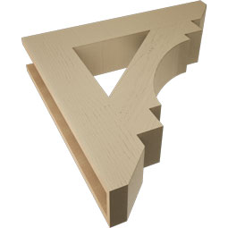 Ekena Millwork - BKTUR055X30X30MRC06RCPR - Timberthane Faux Wood Merced Style Bracket, Slat Ends, 5 1/2"W x 30"D x 30"H, Primed Tan