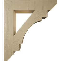 Ekena Millwork - BKTUR055X30X34MRC06RCPR - Timberthane Faux Wood Merced Style Bracket, Slat Ends, 5 1/2"W x 30"D x 34"H, Primed Tan