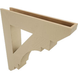 Ekena Millwork - BKTUR055X30X34MRC06RCPR - Timberthane Faux Wood Merced Style Bracket, Slat Ends, 5 1/2"W x 30"D x 34"H, Primed Tan