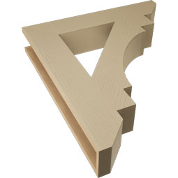 Ekena Millwork - BKTUR055X30X34MRC06RCPR - Timberthane Faux Wood Merced Style Bracket, Slat Ends, 5 1/2"W x 30"D x 34"H, Primed Tan