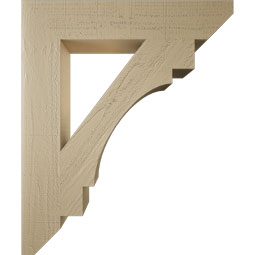 Ekena Millwork - BKTUR055X30X36MRC06RCPR - Timberthane Faux Wood Merced Style Bracket, Slat Ends, 5 1/2"W x 30"D x 36"H, Primed Tan
