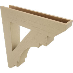 Ekena Millwork - BKTUR055X30X36MRC06RCPR - Timberthane Faux Wood Merced Style Bracket, Slat Ends, 5 1/2"W x 30"D x 36"H, Primed Tan