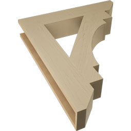 Ekena Millwork - BKTUR055X30X36MRC06RCPR - Timberthane Faux Wood Merced Style Bracket, Slat Ends, 5 1/2"W x 30"D x 36"H, Primed Tan