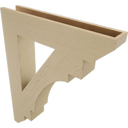 Ekena Millwork - BKTUR055X30X38MRC06RCPR - Timberthane Faux Wood Merced Style Bracket, Slat Ends, 5 1/2"W x 30"D x 38"H, Primed Tan