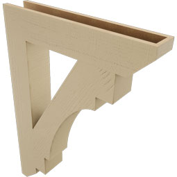 Ekena Millwork - BKTUR055X30X42MRC06RCPR - Timberthane Faux Wood Merced Style Bracket, Slat Ends, 5 1/2"W x 30"D x 42"H, Primed Tan
