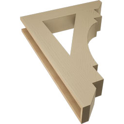 Ekena Millwork - BKTUR055X30X42MRC06RCPR - Timberthane Faux Wood Merced Style Bracket, Slat Ends, 5 1/2"W x 30"D x 42"H, Primed Tan