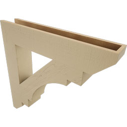 Ekena Millwork - BKTUR055X32X32MRC06RCPR - Timberthane Faux Wood Merced Style Bracket, Slat Ends, 5 1/2"W x 32"D x 32"H, Primed Tan