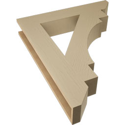 Ekena Millwork - BKTUR055X32X38MRC06RCPR - Timberthane Faux Wood Merced Style Bracket, Slat Ends, 5 1/2"W x 32"D x 38"H, Primed Tan