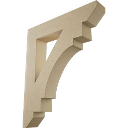 Ekena Millwork - BKTUR055X32X38MRC06RCPR - Timberthane Faux Wood Merced Style Bracket, Slat Ends, 5 1/2"W x 32"D x 38"H, Primed Tan