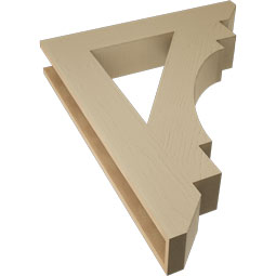 Ekena Millwork - BKTUR055X32X40MRC06RCPR - Timberthane Faux Wood Merced Style Bracket, Slat Ends, 5 1/2"W x 32"D x 40"H, Primed Tan