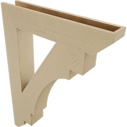 Ekena Millwork - BKTUR055X32X44MRC06RCPR - Timberthane Faux Wood Merced Style Bracket, Slat Ends, 5 1/2"W x 32"D x 44"H, Primed Tan