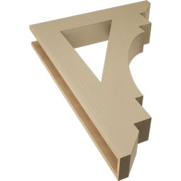 Ekena Millwork - BKTUR055X32X44MRC06RCPR - Timberthane Faux Wood Merced Style Bracket, Slat Ends, 5 1/2"W x 32"D x 44"H, Primed Tan