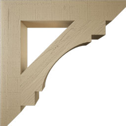 Ekena Millwork - BKTUR055X34X34MRC06RCPR - Timberthane Faux Wood Merced Style Bracket, Slat Ends, 5 1/2"W x 34"D x 34"H, Primed Tan