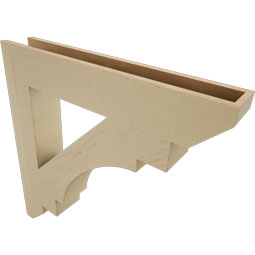 Ekena Millwork - BKTUR055X34X34MRC06RCPR - Timberthane Faux Wood Merced Style Bracket, Slat Ends, 5 1/2"W x 34"D x 34"H, Primed Tan