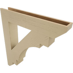 Ekena Millwork - BKTUR055X34X38MRC06RCPR - Timberthane Faux Wood Merced Style Bracket, Slat Ends, 5 1/2"W x 34"D x 38"H, Primed Tan