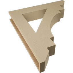 Ekena Millwork - BKTUR055X34X38MRC06RCPR - Timberthane Faux Wood Merced Style Bracket, Slat Ends, 5 1/2"W x 34"D x 38"H, Primed Tan