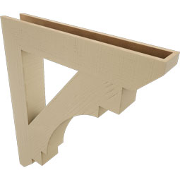 Ekena Millwork - BKTUR055X34X40MRC06RCPR - Timberthane Faux Wood Merced Style Bracket, Slat Ends, 5 1/2"W x 34"D x 40"H, Primed Tan