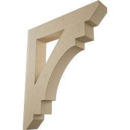 Ekena Millwork - BKTUR055X34X40MRC06RCPR - Timberthane Faux Wood Merced Style Bracket, Slat Ends, 5 1/2"W x 34"D x 40"H, Primed Tan