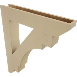 Ekena Millwork - BKTUR055X34X42MRC06RCPR - Timberthane Faux Wood Merced Style Bracket, Slat Ends, 5 1/2"W x 34"D x 42"H, Primed Tan