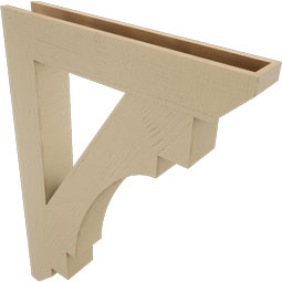 Ekena Millwork - BKTUR055X34X46MRC06RCPR - Timberthane Faux Wood Merced Style Bracket, Slat Ends, 5 1/2"W x 34"D x 46"H, Primed Tan
