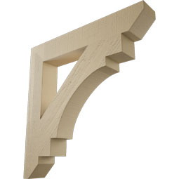 Ekena Millwork - BKTUR055X36X36MRC06RCPR - Timberthane Faux Wood Merced Style Bracket, Slat Ends, 5 1/2"W x 36"D x 36"H, Primed Tan