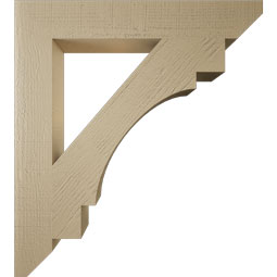 Ekena Millwork - BKTUR055X36X40MRC06RCPR - Timberthane Faux Wood Merced Style Bracket, Slat Ends, 5 1/2"W x 36"D x 40"H, Primed Tan