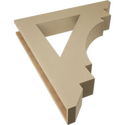 Ekena Millwork - BKTUR055X36X40MRC06RCPR - Timberthane Faux Wood Merced Style Bracket, Slat Ends, 5 1/2"W x 36"D x 40"H, Primed Tan