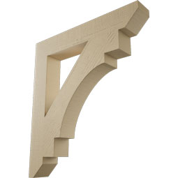 Ekena Millwork - BKTUR055X36X40MRC06RCPR - Timberthane Faux Wood Merced Style Bracket, Slat Ends, 5 1/2"W x 36"D x 40"H, Primed Tan