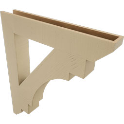 Ekena Millwork - BKTUR055X36X42MRC06RCPR - Timberthane Faux Wood Merced Style Bracket, Slat Ends, 5 1/2"W x 36"D x 42"H, Primed Tan
