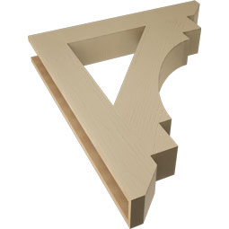 Ekena Millwork - BKTUR055X36X42MRC06RCPR - Timberthane Faux Wood Merced Style Bracket, Slat Ends, 5 1/2"W x 36"D x 42"H, Primed Tan