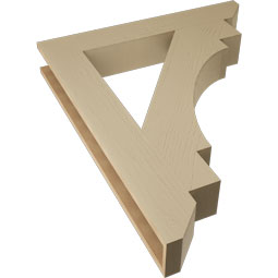 Ekena Millwork - BKTUR055X36X44MRC06RCPR - Timberthane Faux Wood Merced Style Bracket, Slat Ends, 5 1/2"W x 36"D x 44"H, Primed Tan