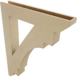 Ekena Millwork - BKTUR055X36X48MRC06RCPR - Timberthane Faux Wood Merced Style Bracket, Slat Ends, 5 1/2"W x 36"D x 48"H, Primed Tan