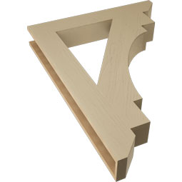 Ekena Millwork - BKTUR055X36X48MRC06RCPR - Timberthane Faux Wood Merced Style Bracket, Slat Ends, 5 1/2"W x 36"D x 48"H, Primed Tan