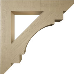 Ekena Millwork - BKTUR055X38X38MRC06RCPR - Timberthane Faux Wood Merced Style Bracket, Slat Ends, 5 1/2"W x 38"D x 38"H, Primed Tan