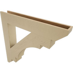 Ekena Millwork - BKTUR055X38X38MRC06RCPR - Timberthane Faux Wood Merced Style Bracket, Slat Ends, 5 1/2"W x 38"D x 38"H, Primed Tan