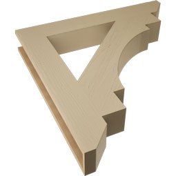 Ekena Millwork - BKTUR055X38X38MRC06RCPR - Timberthane Faux Wood Merced Style Bracket, Slat Ends, 5 1/2"W x 38"D x 38"H, Primed Tan