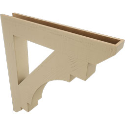 Ekena Millwork - BKTUR055X38X42MRC06RCPR - Timberthane Faux Wood Merced Style Bracket, Slat Ends, 5 1/2"W x 38"D x 42"H, Primed Tan