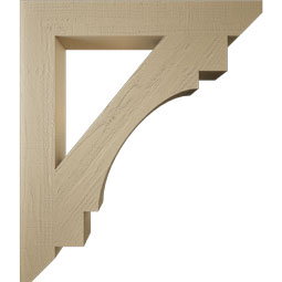 Ekena Millwork - BKTUR055X38X44MRC06RCPR - Timberthane Faux Wood Merced Style Bracket, Slat Ends, 5 1/2"W x 38"D x 44"H, Primed Tan
