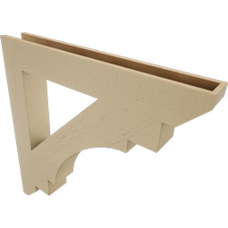 Ekena Millwork - BKTUR055X40X40MRC06RCPR - Timberthane Faux Wood Merced Style Bracket, Slat Ends, 5 1/2"W x 40"D x 40"H, Primed Tan