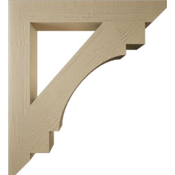 Ekena Millwork - BKTUR055X40X44MRC06RCPR - Timberthane Faux Wood Merced Style Bracket, Slat Ends, 5 1/2"W x 40"D x 44"H, Primed Tan