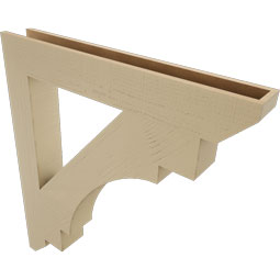Ekena Millwork - BKTUR055X40X44MRC06RCPR - Timberthane Faux Wood Merced Style Bracket, Slat Ends, 5 1/2"W x 40"D x 44"H, Primed Tan