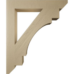 Ekena Millwork - BKTUR055X40X48MRC06RCPR - Timberthane Faux Wood Merced Style Bracket, Slat Ends, 5 1/2"W x 40"D x 48"H, Primed Tan